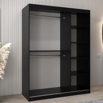 Tavira I Mirrored Wardrobe 2 Sliding Doors 150cm In Black