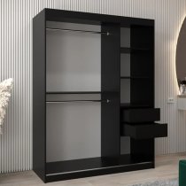 Tavira I Mirrored Wardrobe 2 Sliding Doors 150cm In Black