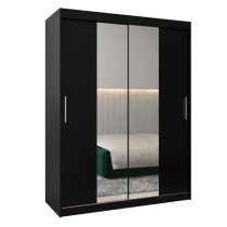 Tavira I Mirrored Wardrobe 2 Sliding Doors 150cm In Black