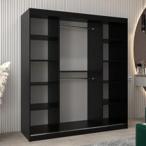 Tavira I Mirrored Wardrobe 2 Sliding Doors 180cm In Black