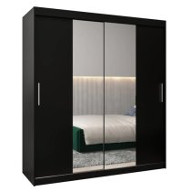 Tavira I Mirrored Wardrobe 2 Sliding Doors 180cm In Black