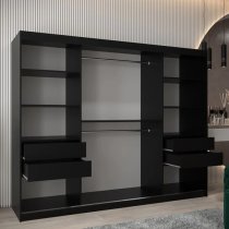 Tavira I Mirrored Wardrobe 3 Sliding Doors 250cm In Black