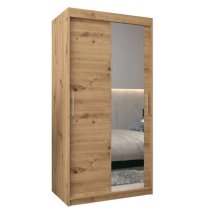 Tavira II Mirrored Wardrobe 2 Sliding Doors 100cm In Artisan Oak