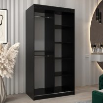 Tavira II Mirrored Wardrobe 2 Sliding Doors 100cm In Black