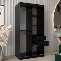 Tavira II Mirrored Wardrobe 2 Sliding Doors 100cm In Black