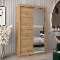 Tavira II Mirrored Wardrobe 2 Sliding Doors 120cm In Artisan Oak