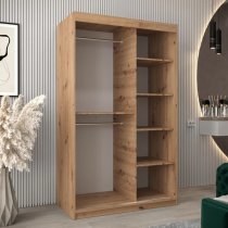 Tavira II Mirrored Wardrobe 2 Sliding Doors 120cm In Artisan Oak