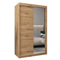 Tavira II Mirrored Wardrobe 2 Sliding Doors 120cm In Artisan Oak