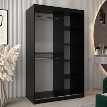 Tavira II Mirrored Wardrobe 2 Sliding Doors 120cm In Black