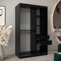 Tavira II Mirrored Wardrobe 2 Sliding Doors 120cm In Black