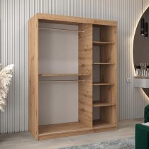 Tavira II Mirrored Wardrobe 2 Sliding Doors 150cm In Artisan Oak