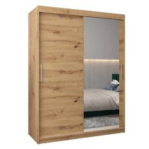 Tavira II Mirrored Wardrobe 2 Sliding Doors 150cm In Artisan Oak