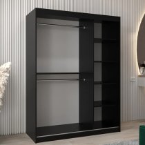 Tavira II Mirrored Wardrobe 2 Sliding Doors 150cm In Black