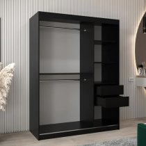 Tavira II Mirrored Wardrobe 2 Sliding Doors 150cm In Black