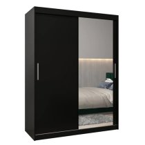 Tavira II Mirrored Wardrobe 2 Sliding Doors 150cm In Black