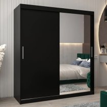 Tavira II Mirrored Wardrobe 2 Sliding Doors 180cm In Black