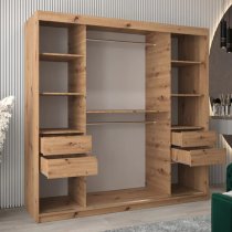 Tavira II Mirrored Wardrobe 2 Sliding Doors 200cm In Artisan Oak