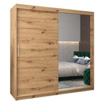 Tavira II Mirrored Wardrobe 2 Sliding Doors 200cm In Artisan Oak