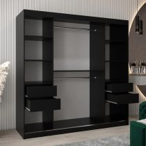 Tavira II Mirrored Wardrobe 2 Sliding Doors 200cm In Black