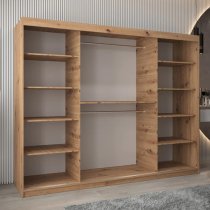 Tavira II Mirrored Wardrobe 3 Sliding Doors 250cm In Artisan Oak