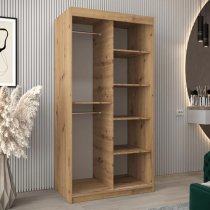 Tavira III Mirrored Wardrobe 2 Sliding Doors 100cm In Artisan Oak