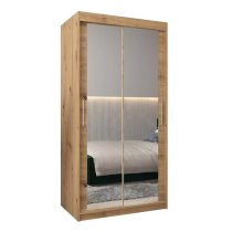 Tavira III Mirrored Wardrobe 2 Sliding Doors 100cm In Artisan Oak