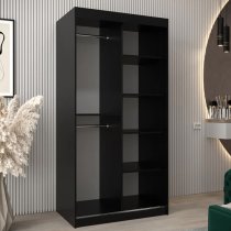 Tavira III Mirrored Wardrobe 2 Sliding Doors 100cm In Black