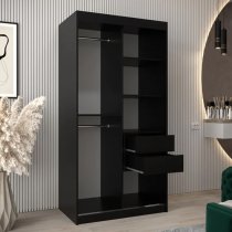 Tavira III Mirrored Wardrobe 2 Sliding Doors 100cm In Black