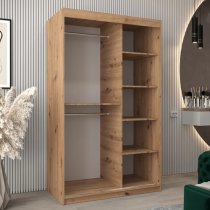 Tavira III Mirrored Wardrobe 2 Sliding Doors 120cm In Artisan Oak