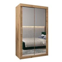 Tavira III Mirrored Wardrobe 2 Sliding Doors 120cm In Artisan Oak