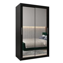 Tavira III Mirrored Wardrobe 2 Sliding Doors 120cm In Black