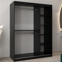 Tavira III Mirrored Wardrobe 2 Sliding Doors 150cm In Black