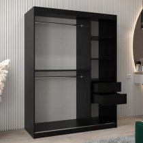 Tavira III Mirrored Wardrobe 2 Sliding Doors 150cm In Black