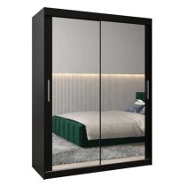 Tavira III Mirrored Wardrobe 2 Sliding Doors 150cm In Black