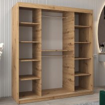 Tavira III Mirrored Wardrobe 2 Sliding Doors 180cm In Artisan Oak