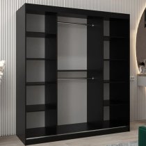 Tavira III Mirrored Wardrobe 2 Sliding Doors 180cm In Black