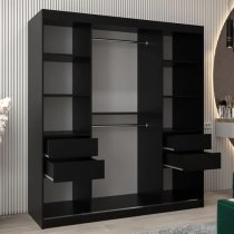 Tavira III Mirrored Wardrobe 2 Sliding Doors 180cm In Black