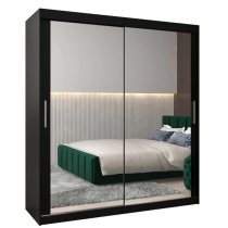 Tavira III Mirrored Wardrobe 2 Sliding Doors 180cm In Black