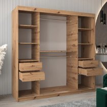 Tavira III Mirrored Wardrobe 2 Sliding Doors 200cm In Artisan Oak