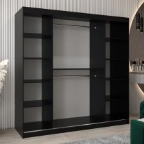 Tavira III Mirrored Wardrobe 2 Sliding Doors 200cm In Black