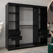 Tavira III Mirrored Wardrobe 2 Sliding Doors 200cm In Black