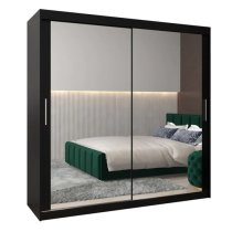 Tavira III Mirrored Wardrobe 2 Sliding Doors 200cm In Black