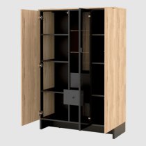 Narva Display Cabinet 2 Doors Wide In Mountain Ash With LED