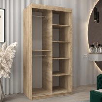 Vevey II Mirrored Wardrobe 2 Sliding Doors 100cm In Sonoma Oak