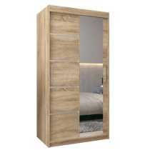 Vevey II Mirrored Wardrobe 2 Sliding Doors 100cm In Sonoma Oak