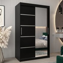 Vevey II Mirrored Wardrobe 2 Sliding Doors 120cm In Black