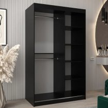 Vevey II Mirrored Wardrobe 2 Sliding Doors 120cm In Black