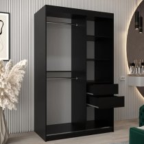 Vevey II Mirrored Wardrobe 2 Sliding Doors 120cm In Black