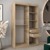 Vevey II Mirrored Wardrobe 2 Sliding Doors 120cm In Sonoma Oak