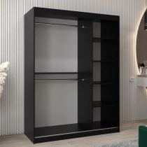 Vevey II Mirrored Wardrobe 2 Sliding Doors 150cm In Black